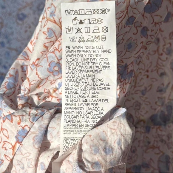 Billabong Be Mine Babydoll Dress XS Floral Blue Brown Puff Sleeve Ruffled EUC - Picture 6 of 7